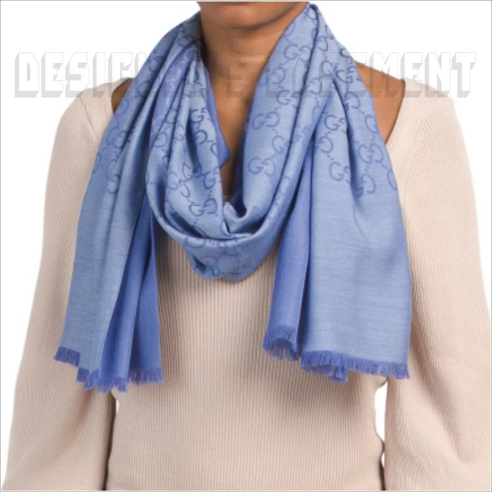 GUCCI Blue & Periwinkle GGNAT wool & silk 18
